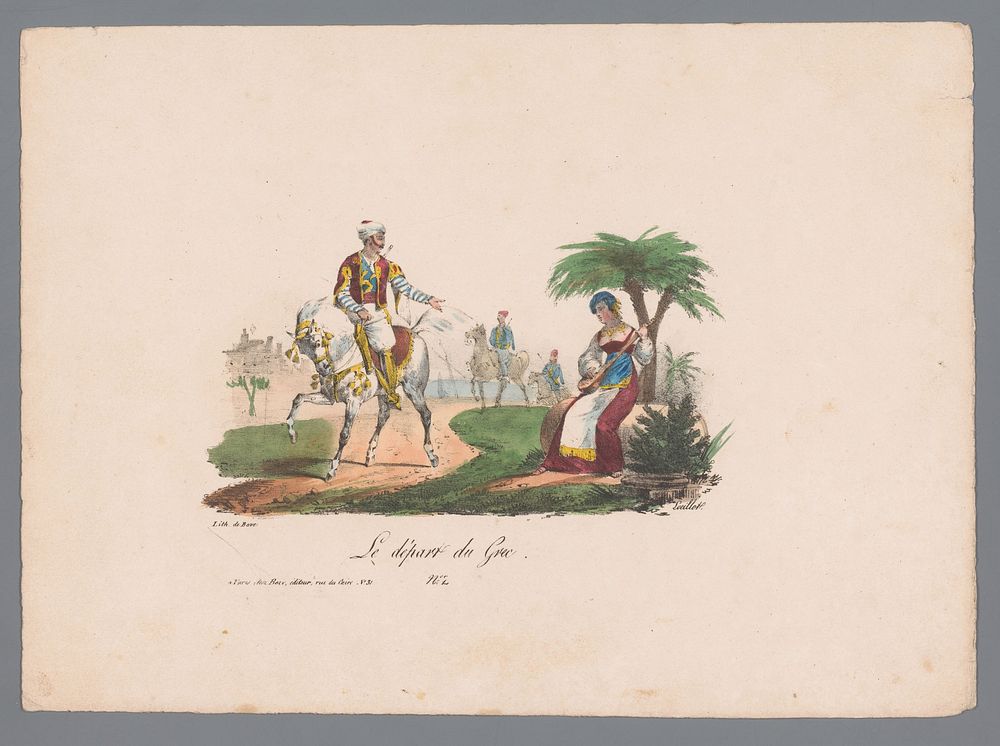 Vertrek van de Griek (1829 - 1835) by Karl Loeillot Hartwig, Jean Marie Joseph Bove and Jean Marie Joseph Bove