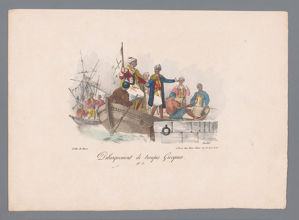 Griekse troepen gaan aan land (1829 - 1835) by Karl Loeillot Hartwig, Jean Marie Joseph Bove and Jean Marie Joseph Bove