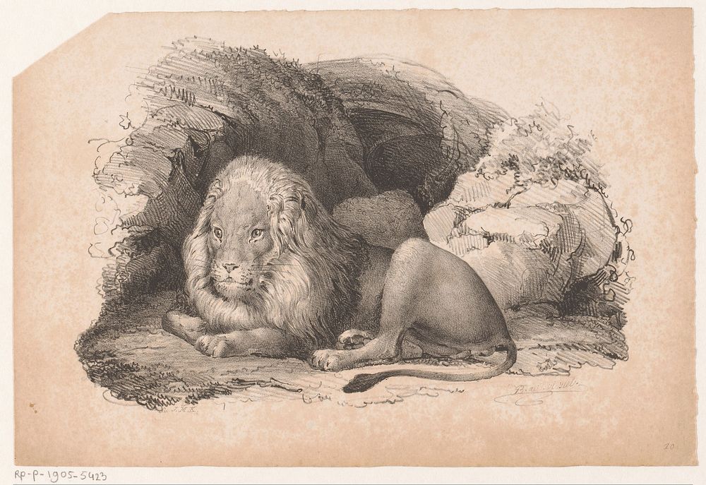 Liggende leeuw (1842) by Jean Matthieu Kierdorff and Tieleman Cato Bruining