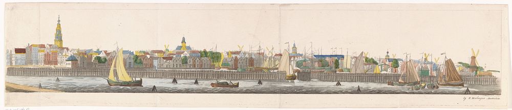 Panorama van Amsterdam (blad D) (1792 - 1847) by Pieter van der Meulen and Hendrik Moolenyzer