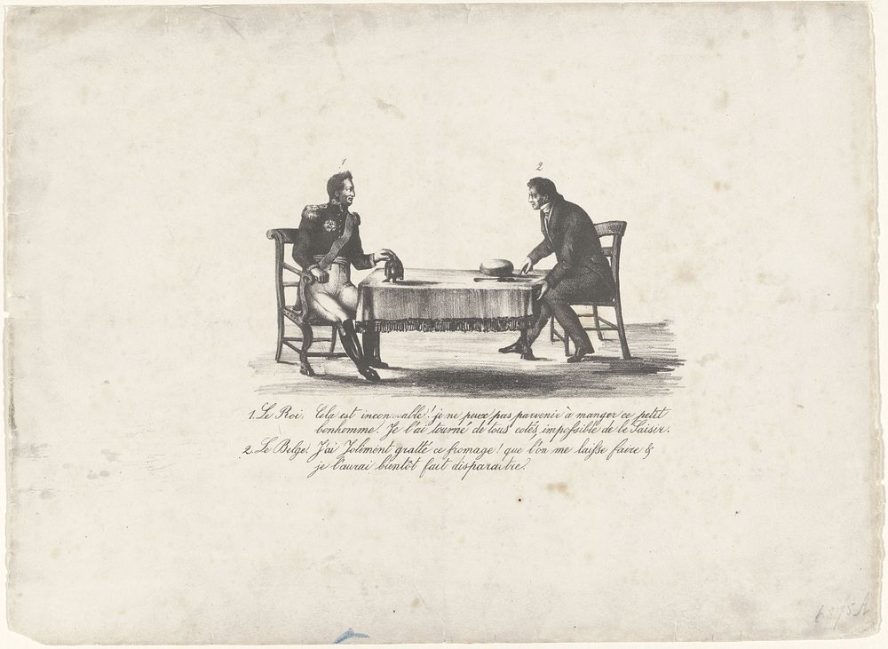 Koning Willem I en een Belg aan tafel, 1830 (1830 - 1831) by anonymous