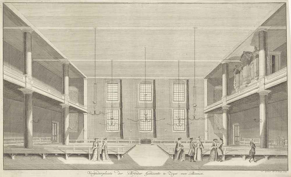 Interieur van de vergaderingruimte op het Broederplein te Zeist (1769) by Hendrik Spilman and Hendrik Spilman