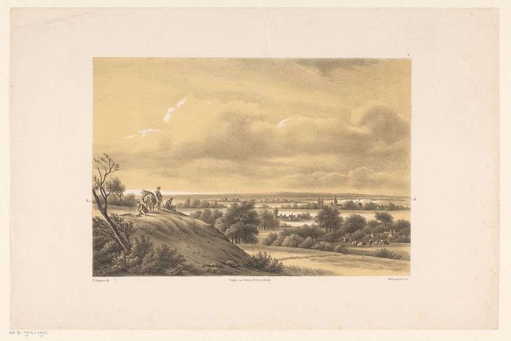 Tekenaars in een landschap (1863 - 1883) by Frederik Lodewijk Huygens, weduwe Elias Spanier and Zn and Broese and Comp