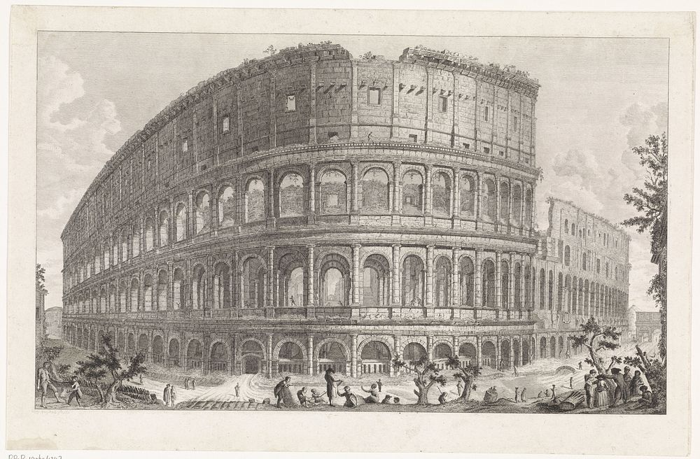 Gezicht op het Colosseum te Rome (1799) by Daniël Vrijdag
