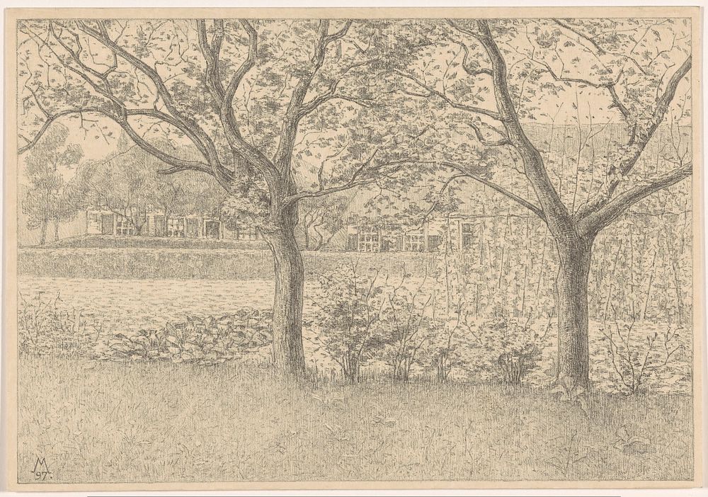 Tuin met bomen en stokbonen (1897) by Simon Moulijn