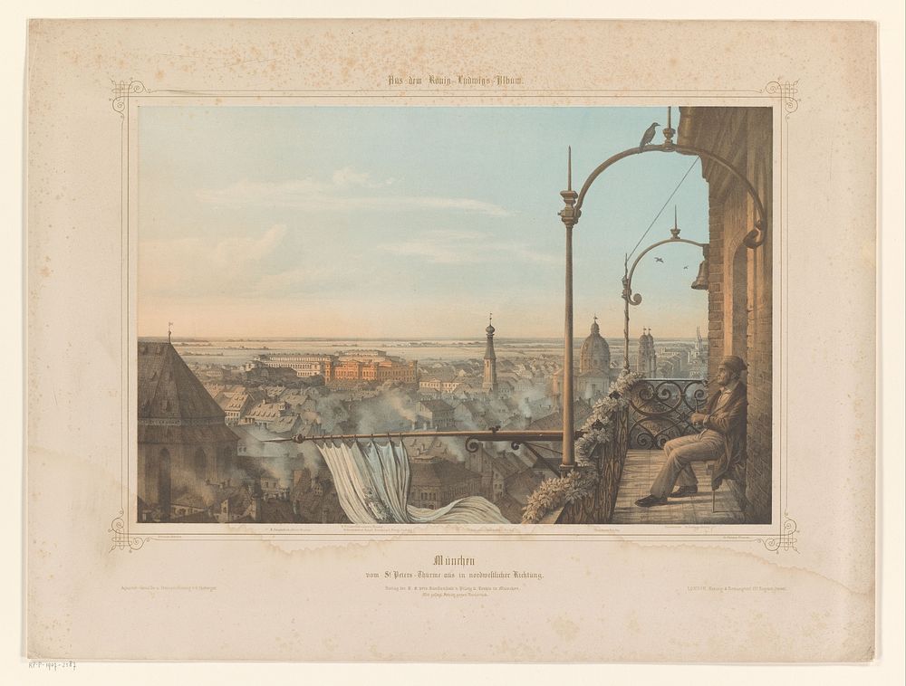 Gezicht op München gezien vanaf de Sint-Petruskerk (1850 - 1859) by Gustav Seeberger, Piloty and Löhle and Hering and…