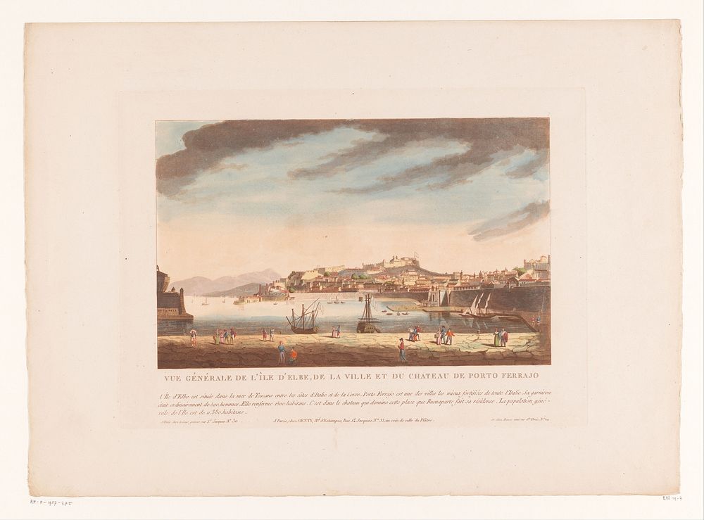 Gezicht op Portoferraio (1812 - 1814) by Louis Lecoeur, Louis Lecoeur, Jean Baptiste Genty and Jacques Louis Bance