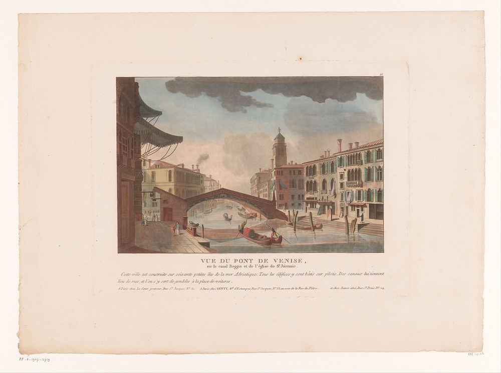 Gezicht op de Ponte delle Guglie te Venetië (1812 - 1814) by Louis Lecoeur, Louis Lecoeur, Jean Baptiste Genty and Jacques…