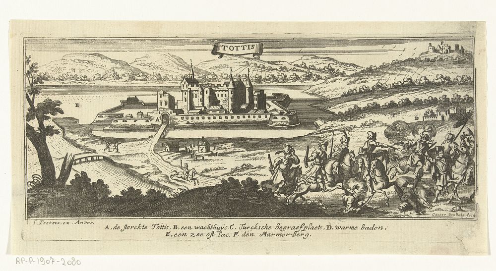 Gezicht op Tata (1686) by Gaspar Bouttats and Jacob Peeters