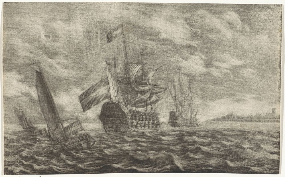 Zeegezicht met zeilschepen (1642 - 1680) by Ludwig von Siegen