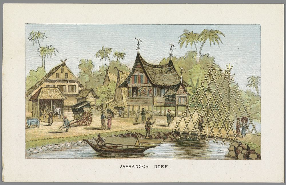 Javaanse dorp op de Wereldtentoonstelling in Amsterdam, 1883 (1883) by anonymous, Emrik and Binger and Het Nieuws van den Dag
