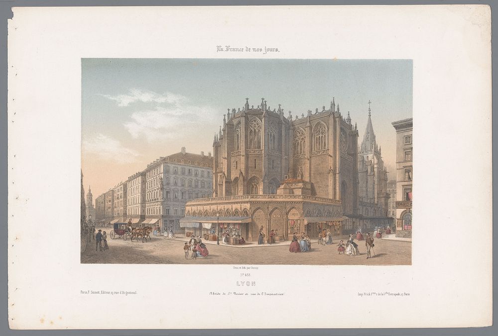 Zicht op de kerk Saint-Nizier en de rue de l'Impératrice te Lyon (1861 - 1872) by Isodore Laurent Deroy, Isodore Laurent…