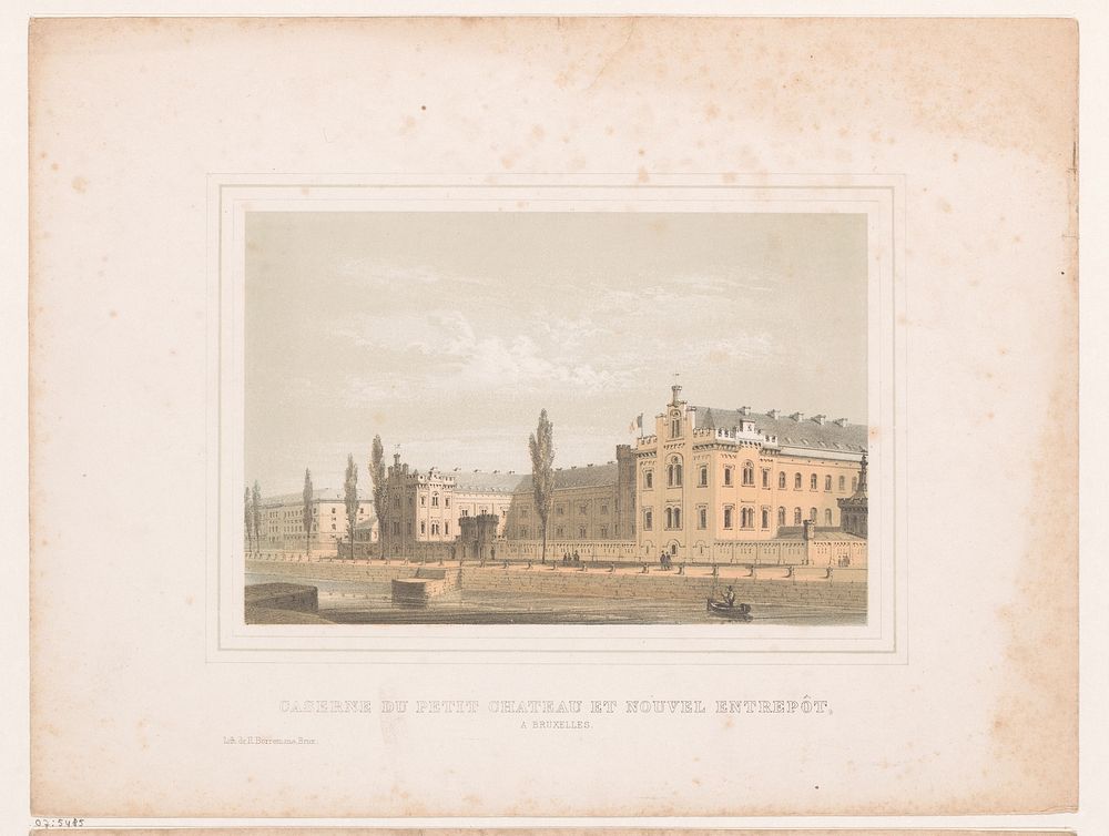 Gezicht op de barakken van het Klein Kasteeltje en het nieuwe magazijn te Brussels (1834 - 1862) by Henri Borremans and…