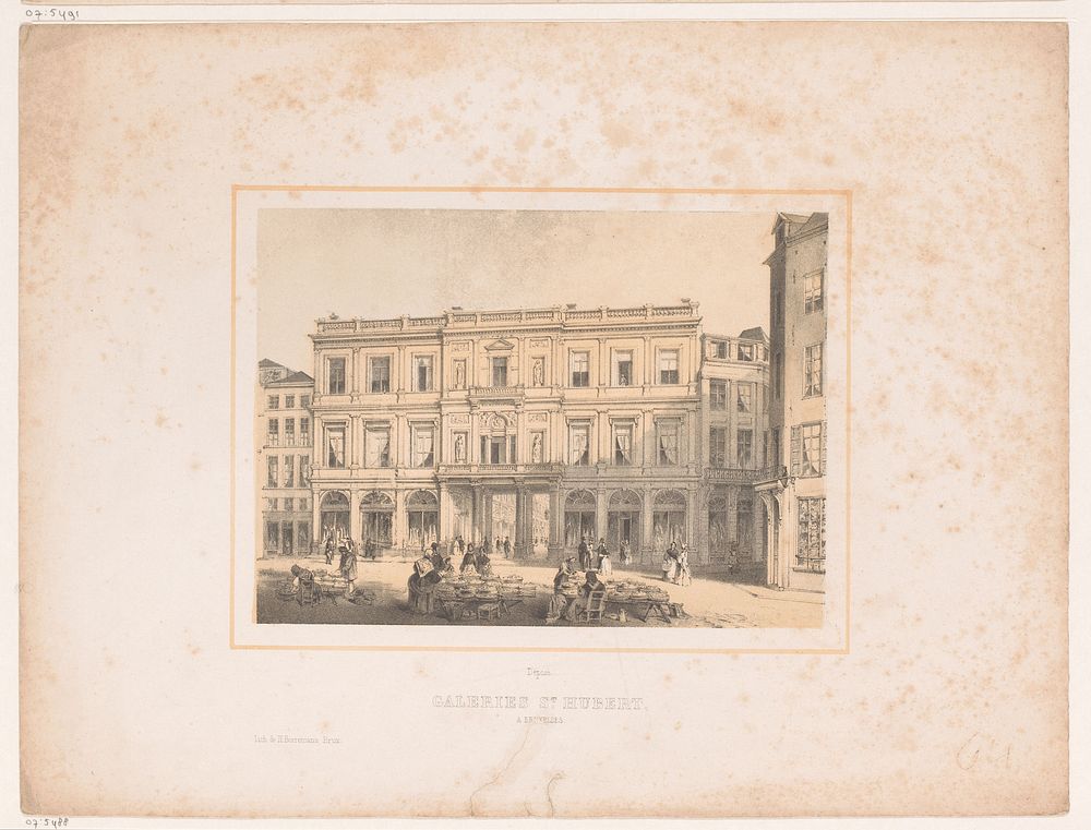 Gezicht op de koninklijke Sint-Hubertusgalerijen te Brussel (1834 - 1862) by Henri Borremans and Henri Borremans