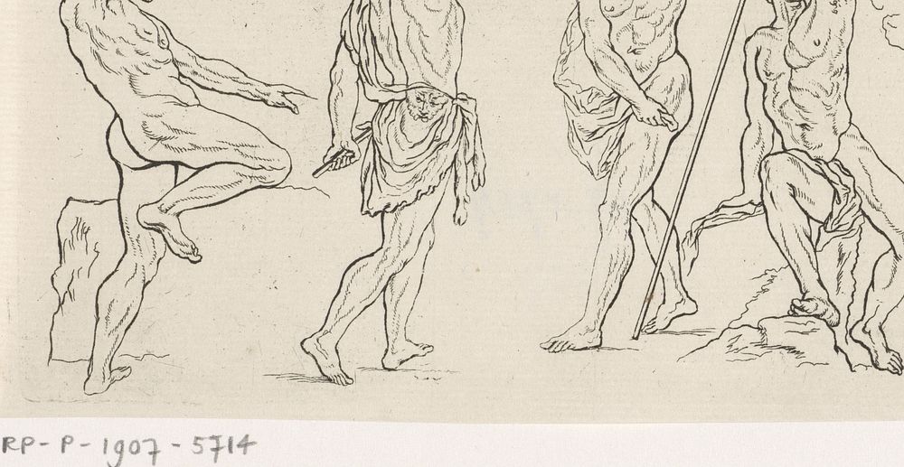 Studies van verschillende mannelijke figuren (1710 - 1767) by Leonard Schenk and Leonard Schenk