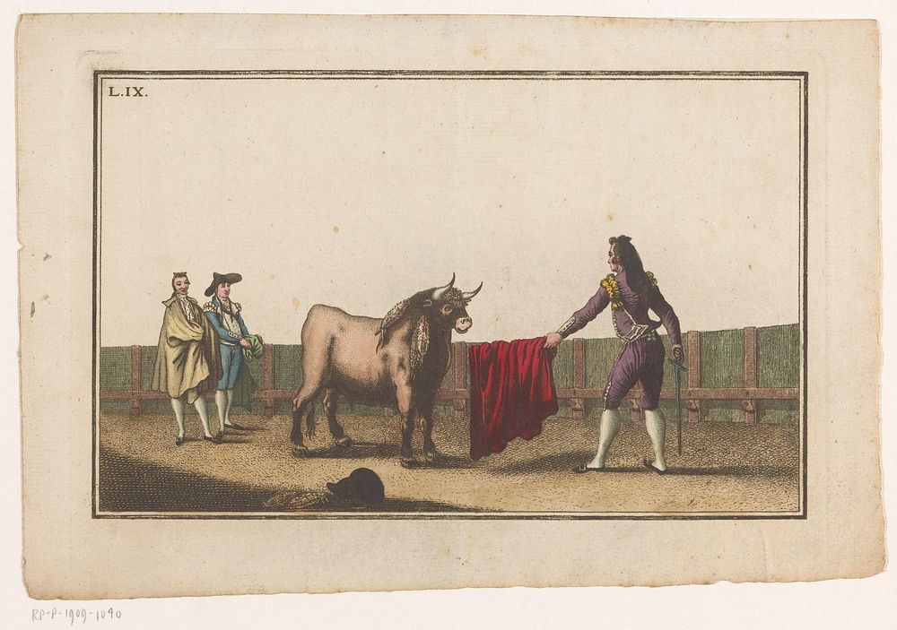 Matador daagt een stier uit (1795) by Luis Fernandez Noseret and Antonio Carnicero