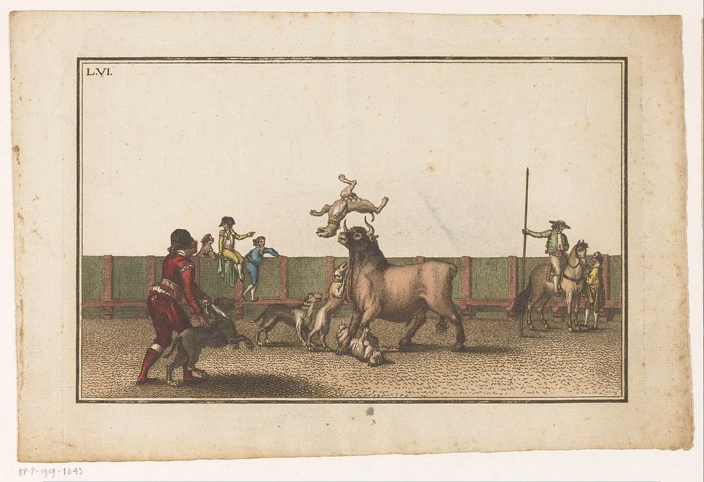 Stier aangevallen door honden (1795) by Luis Fernandez Noseret and Antonio Carnicero