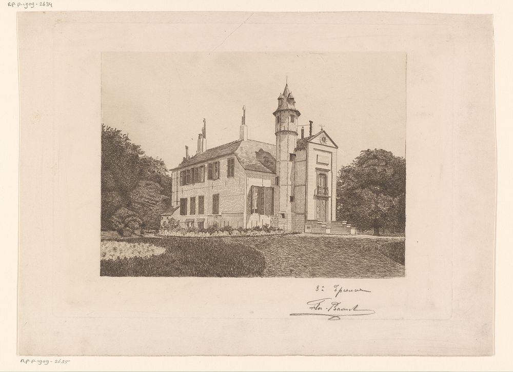 Gezicht op een kasteel (1873 - 1909) by Florent Brant
