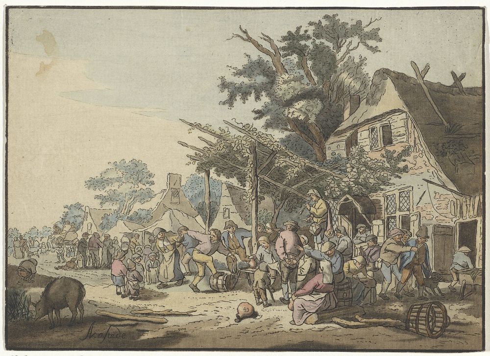 Boerenfeest (1767 - 1780) by Bernhard Schreuder, Adriaen van Ostade and Frederik Willem Greebe