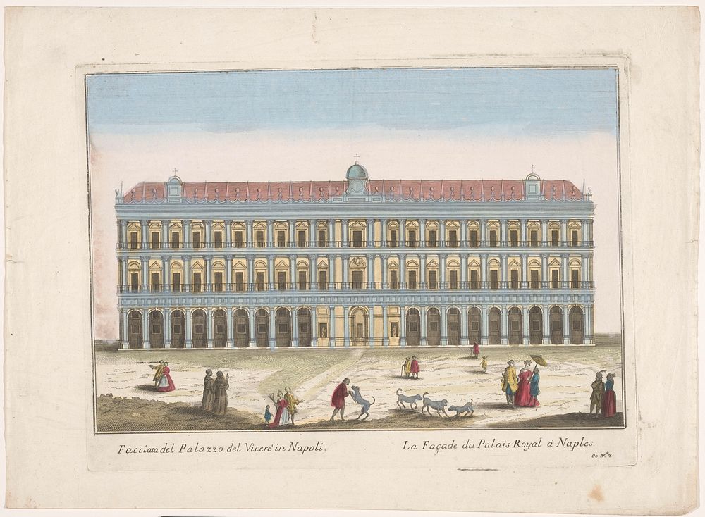 Gezicht op het Palazzo Reale te Napels (1700 - 1799) by familie Remondini and anonymous
