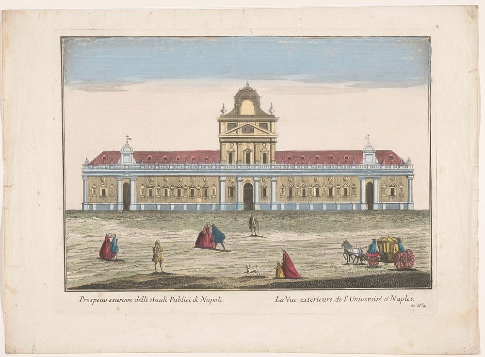 Gezicht op de Universiteit van Napels (1700 - 1799) by familie Remondini and anonymous