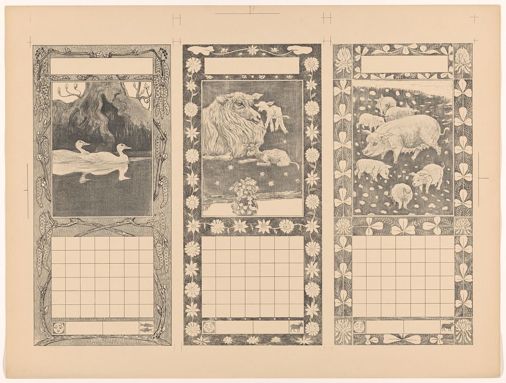 Kalenders voor februari, maart en april 1904 (1904) by Theo van Hoytema, Theo van Hoytema and Tresling and Comp