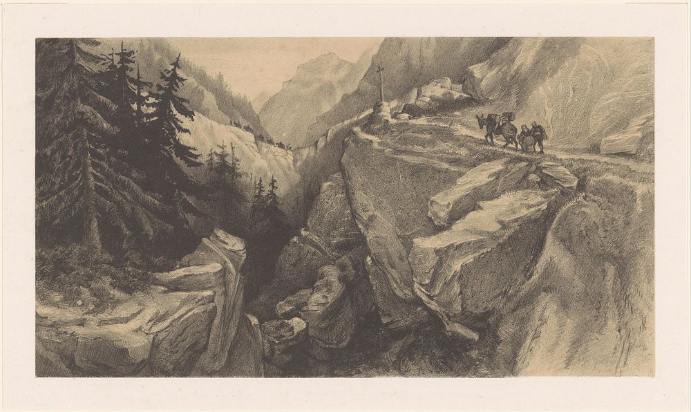 Berglandschap (1887 - 1889) by Theo van Hoytema, Fortuné Férogio and Pieter Willem Marinus Trap
