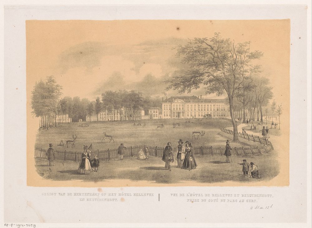 Gezicht op het hertenkamp in Den Haag (1827 - 1873) by Hendrik Wilhelmus Last
