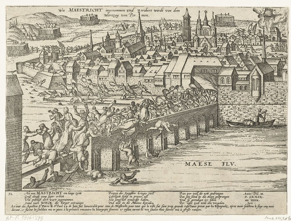 Maastricht ingenomen door Parma, 1579 (1579 - 1581) by Frans Hogenberg