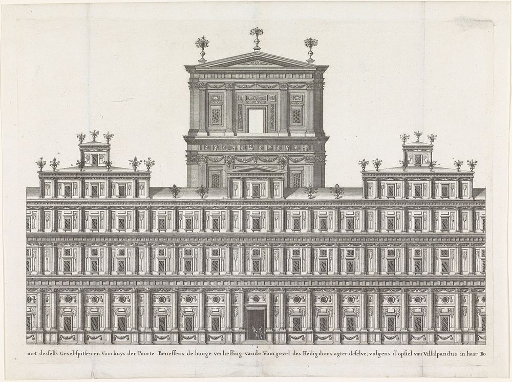 Voorgevel van de nieuwe tempel (midden) (1618) by anonymous