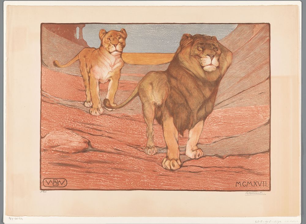 Leeuw en leeuwin (1917) by Bernard Willem Wierink