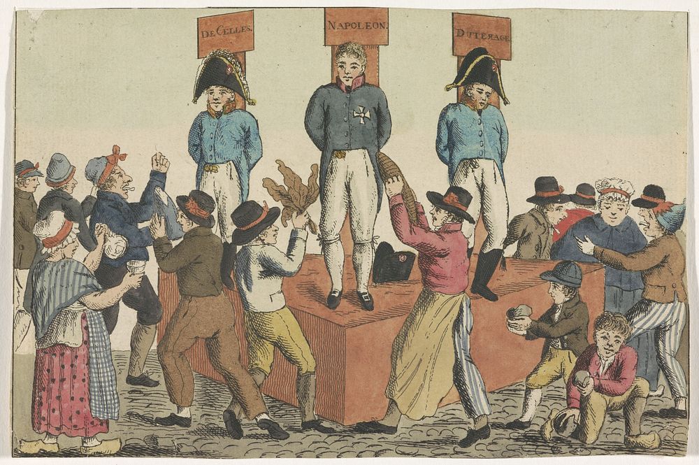 Napoleon, De Celles en Duterage aan de schandpaal, 1813 (1813) by anonymous