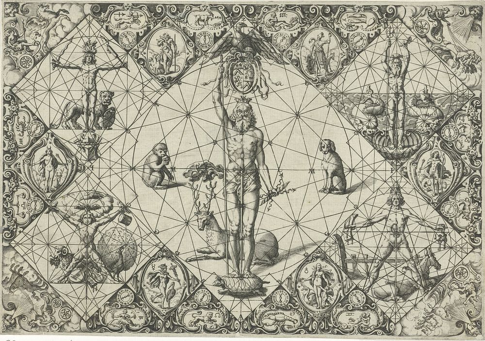 Gekroonde Jupiter te midden van de elementen en planeten (1597 - 1656) by Michiel le Blon