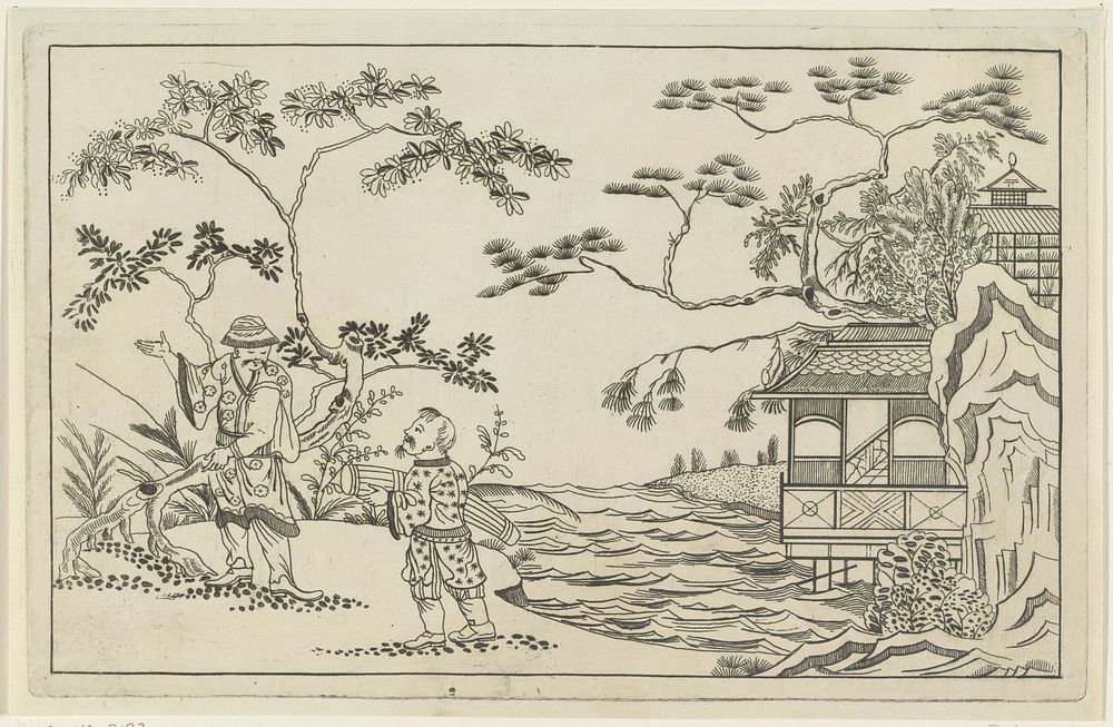 Twee Chinese mannen in een landschap (1727 - 1775) by Pieter Schenk II, Pieter Schenk II and Pieter Schenk II