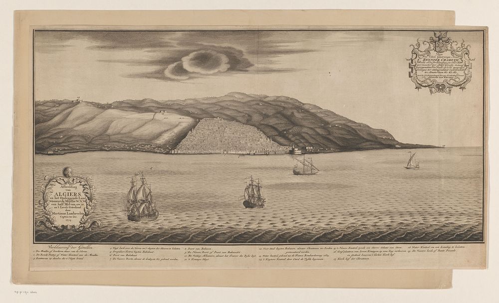 Gezicht op Algiers (1734) by anonymous, Martinus Lambrechts, Johannes van Keulen II, Johannes van Keulen II and Reinier…