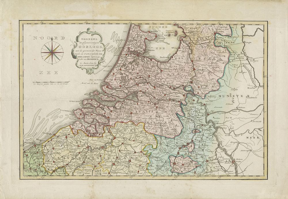 Kaart van het oorlogstoneel in de Oostenrijkse Nederlanden, 1794 (1794) by Cornelis van Baarsel and Dirk Meland Langeveld