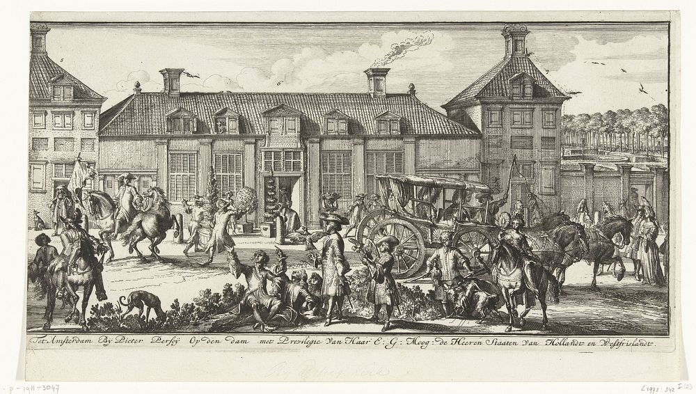 Gezicht op Paleis Het Loo (profiel, rechterdeel) (1690 - 1694) by Romeyn de Hooghe, Romeyn de Hooghe, Pieter Persoy and…