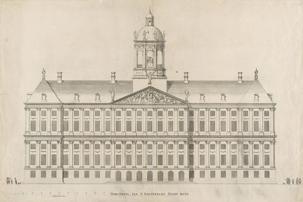 Voorgevel van het Stadhuis op de Dam (1655 - 1737) by Hubert Quellinus
