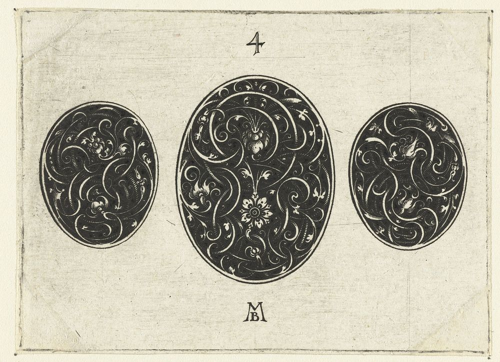 Groot ovaal tussen twee kleinere ovalen (1597 - c. 1626) by Michiel le Blon, Michiel le Blon and Michiel le Blon