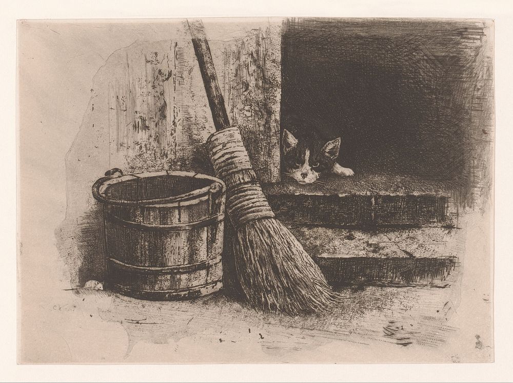 Kat en muis (1834 - 1890) by Charles Verlat