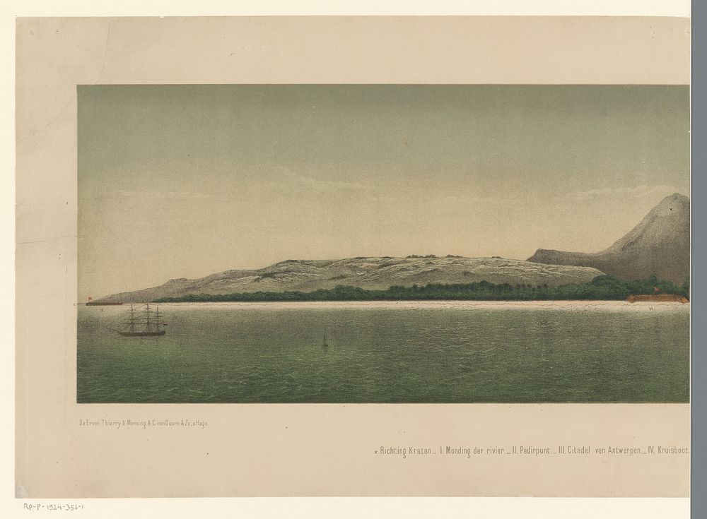 Gezicht op de kust van Groot-Atjeh, met voor de kust de vloot van de Eerste Atjeh-expeditie, eerste deel (1873) by C A…