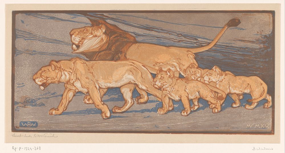 Leeuwenfamilie (1915) by Bernard Willem Wierink