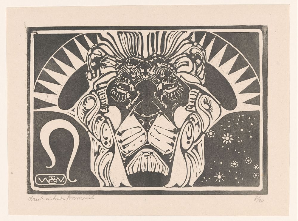 Kop van een leeuw (1918 - 1919) by Bernard Willem Wierink