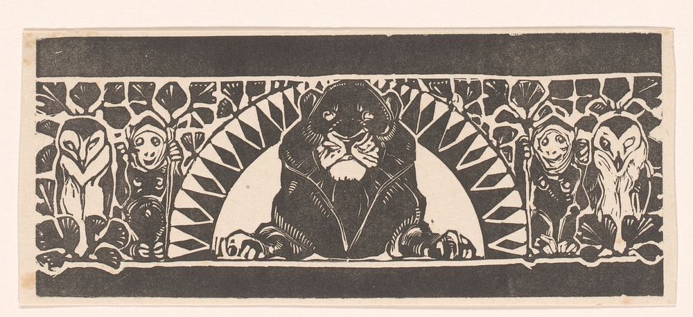 Leeuw, uilen en apen (1866 - 1924) by Bernard Willem Wierink