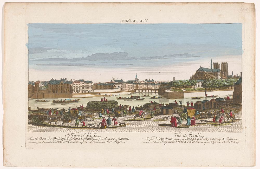 Gezicht op de stad Parijs gezien vanaf de Quai de Miramion (1749 - 1799) by anonymous, anonymous, Nathaniel Parr and Jacques…