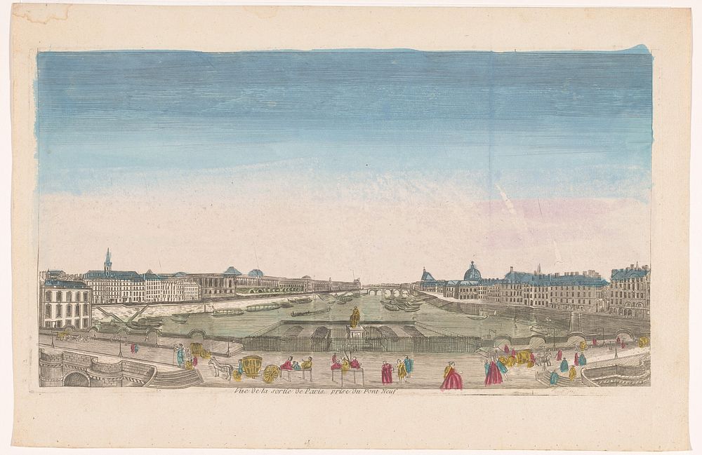 Gezicht op de Pont Neuf over de rivier de Seine te Parijs, gezien richting de Pont Royal (1700 - 1799) by anonymous and…