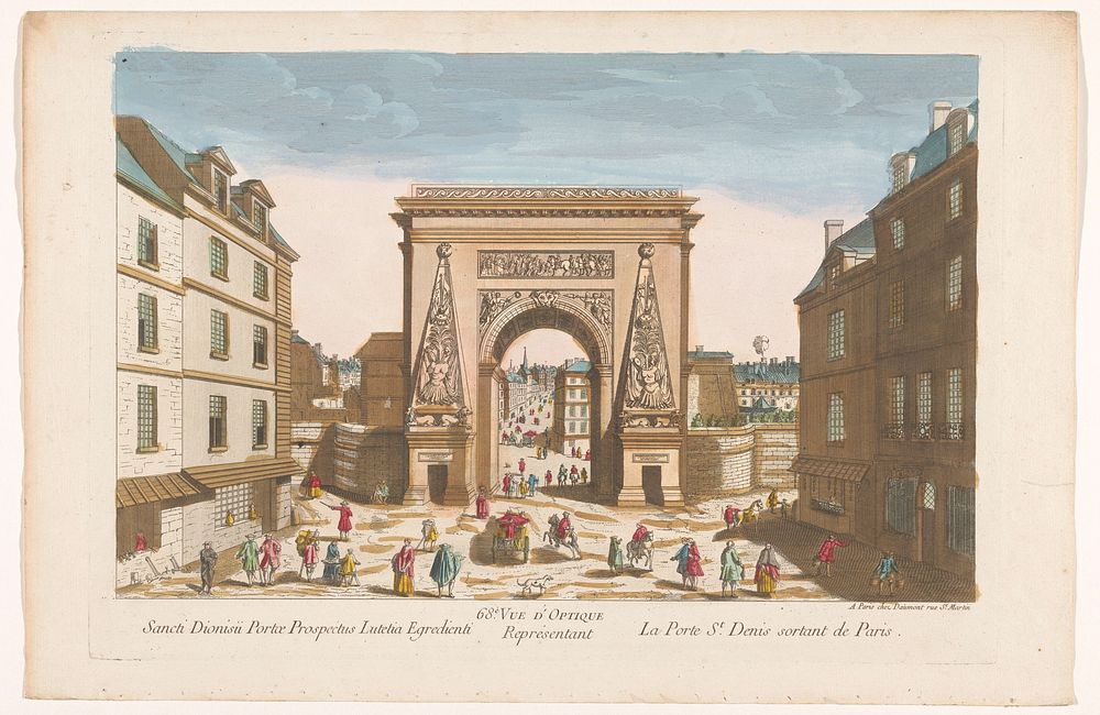 Gezicht op de Porte Saint-Denis te Parijs (1745 - 1775) by Jean François Daumont and anonymous