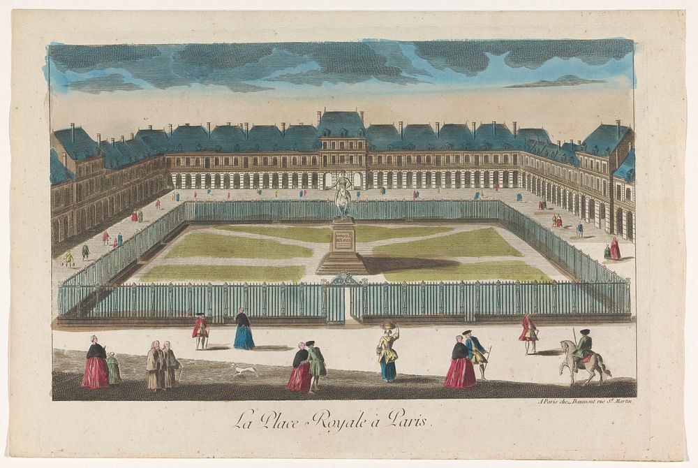 Gezicht op de Place Royale te Parijs (1745 - 1775) by Jean François Daumont and anonymous