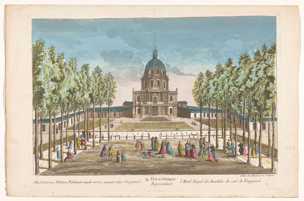 Gezicht op het Hôtel des Invalides te Parijs gezien vanaf de wijk Vaugirard (1745 - 1775) by Jean François Daumont and…