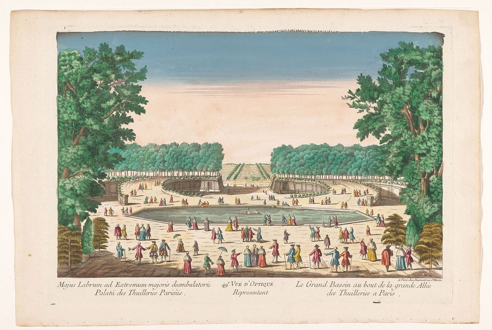 Gezicht op het Bassin Octogonal in de Jardin des Tuileries te Parijs (1745 - 1775) by Jean François Daumont and anonymous